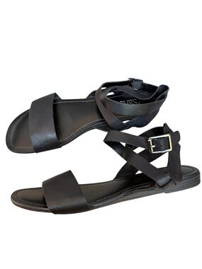 Franco Sarto Gino Black Leather Gladiator Sandals Women’s size 10